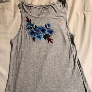American Eagle Tank Top With Embroidered Flowers